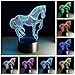 Unicorn Night Light Kids Night Light Optical Illusion 7 Colors Changing Bedside Lamp Nightlight Best Gift Idea for Kids Room Décor or Birthday Gifts for Girls Women (Unicorn)