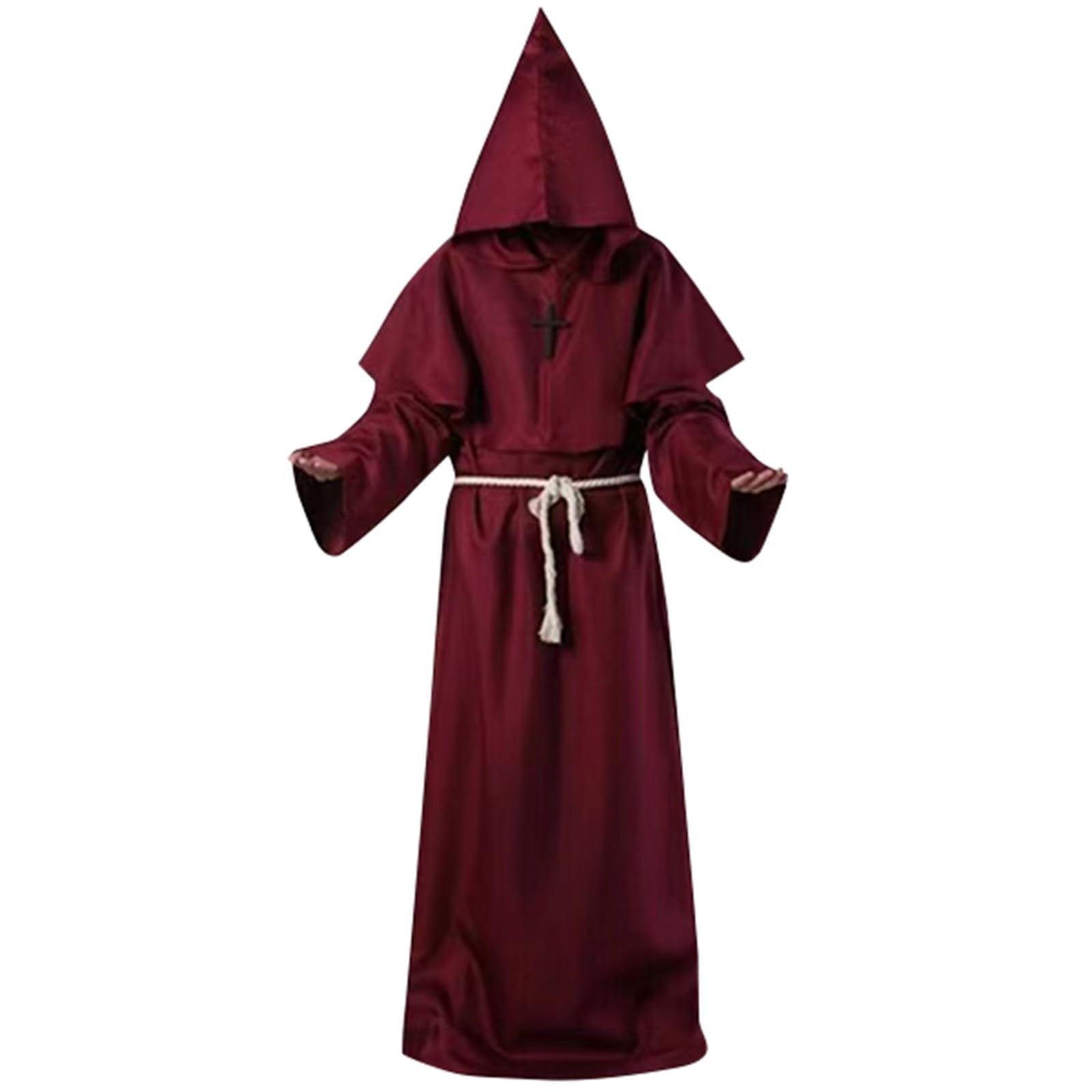 Hooded Robe Halloween Medieval Renaissance Cloaks Unisex Adult Monk Friar Priest Wizard Cloak Hooded Robe Cosplay Capes