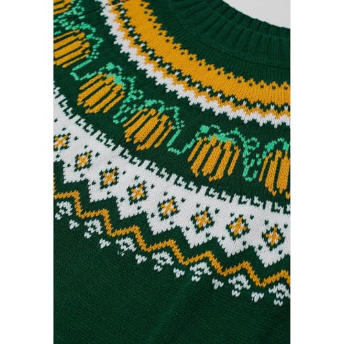 Image of CHICWISH Women Pumpkin Print Long Sleeves Knit Sweater Crewneck Casual Pullover Tops Fall Halloween Party Sweatershirt
