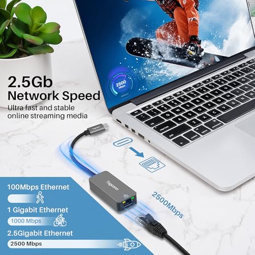 Adaptador USB C a Ethernet 2.5G con conector de red RJ45 tipo C 3.1 para MacBook y iPhone 3