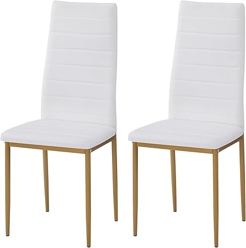 Miniatura 12 de Sillas de comedor con respaldo alto, sillas de cocina de piel sintética para sala de estar, silla lateral sin brazos, impermeable, sillas de