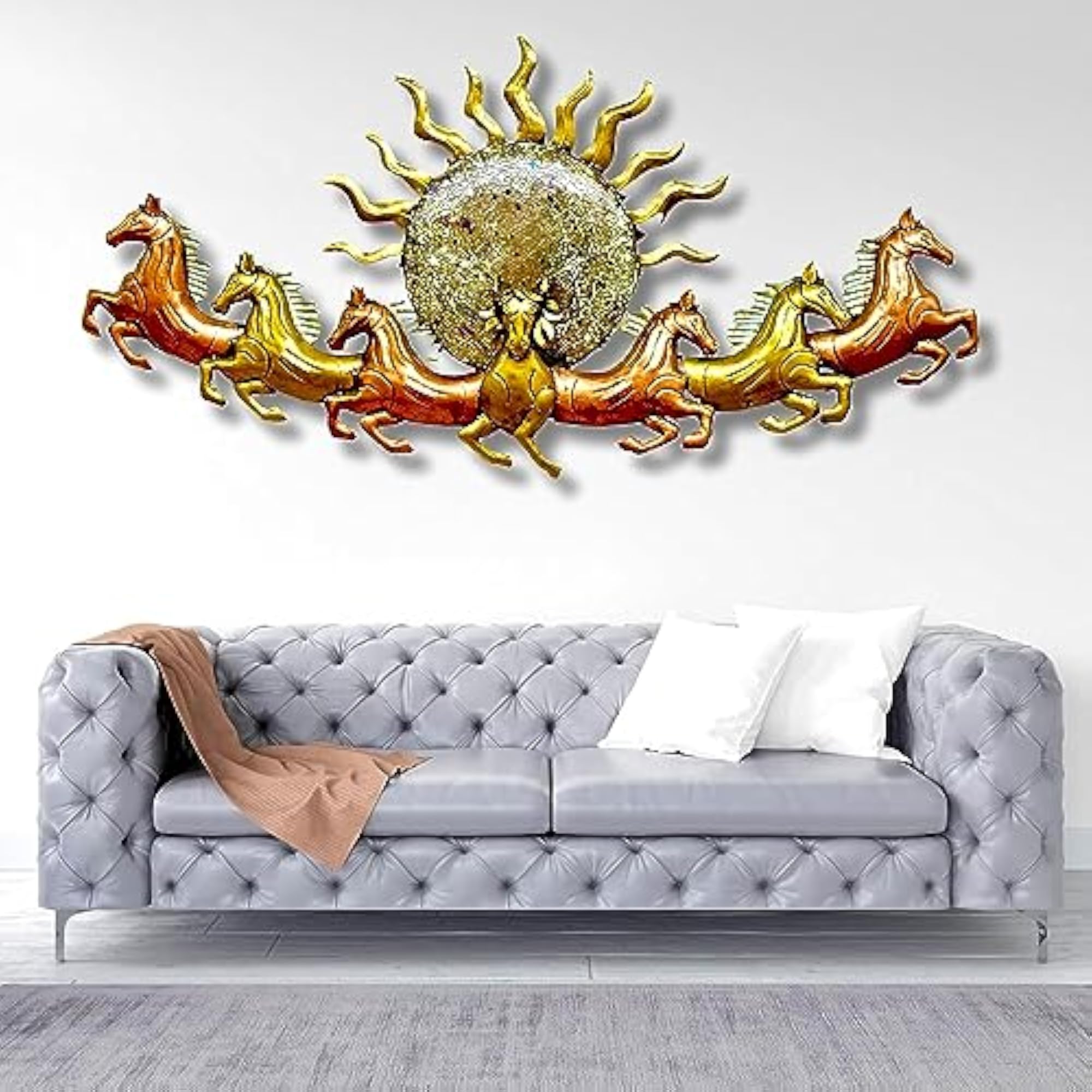 Metal Wall Art Frame 7 Horse with LED Light