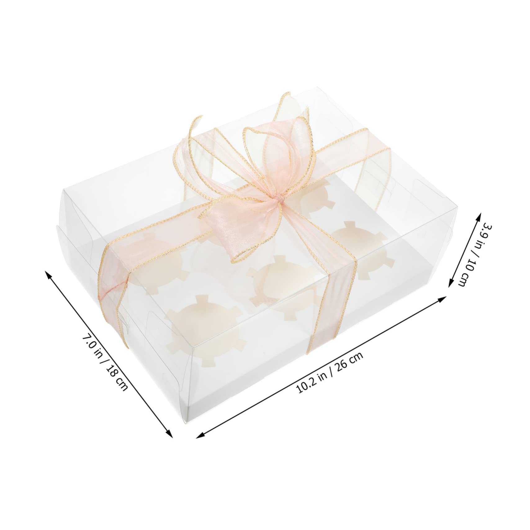 BESTYASH 4pcs Clear Bakery Boxes for Muffins and Pastries Transparent Dessert Packaging with Ribbon for Stylish Presentation