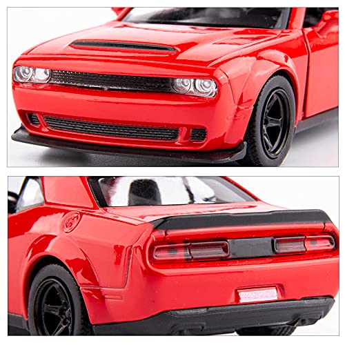Modelo de coche Dodge Challenger escala 1:36 rojo miniatura 4