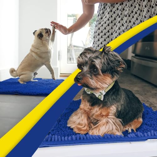 Image of Muddy Mat | Super Water Absorbent Door Mat Indoor, Microfiber Quick Dry Chenille Entryway Rug, Slip Resistant Front Door Mat, Indoor Mats for Entryway, Machine Washable Pet Rug, Royal Blue 24 inch x 40 inch