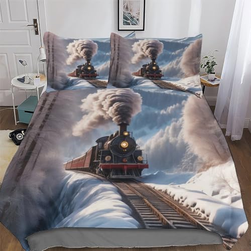 HHXXXHH Steam Train - Funda de edredón para niños y adultos, 3 piezas, con funda nórdica doble de microfibra, 200 x 200 cm