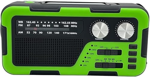 JuneSun 防災ラジオ 懐中電灯 SW/AM/FMラジオ(FM周波数76.00Mhz-108MHz)とIPX3防水 小型 SOSアラーム付き 2000mAh大容量/携帯電話充電式 LEDライト 屋外ポータブル ソーラー/手回し/USB充電式 防災用品