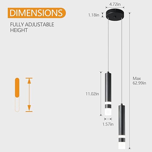Miniatura 10 de LIANGMH Lámpara colgante moderna de 9 luces, regulable, LED, 54 W, cromada, grande, para vestíbulo, sala de estar, dormitorio, vestíbulo, techo alto