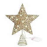Weihnachtsbaum attraktiver ist: Die glänzenden Christbaumschmucksterne übernehmen das nicht traditionelle achtzackige Sterndesign,  Mit goldenem Glitzerpulver auf der Oberfläche leuchtet es unter Licht.