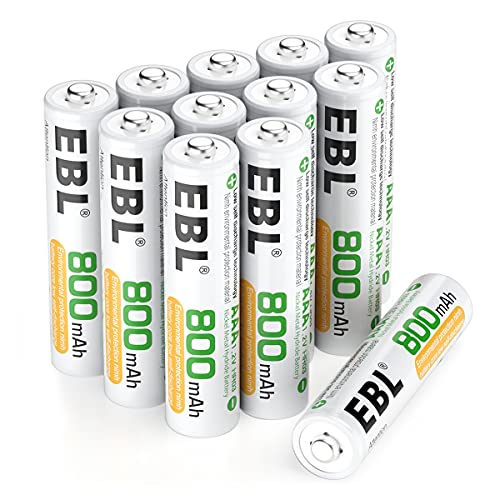 EBL AAA Rechargeable Batteries, Ni-MH AAA Batteries Pack of 12 with Storage Cases