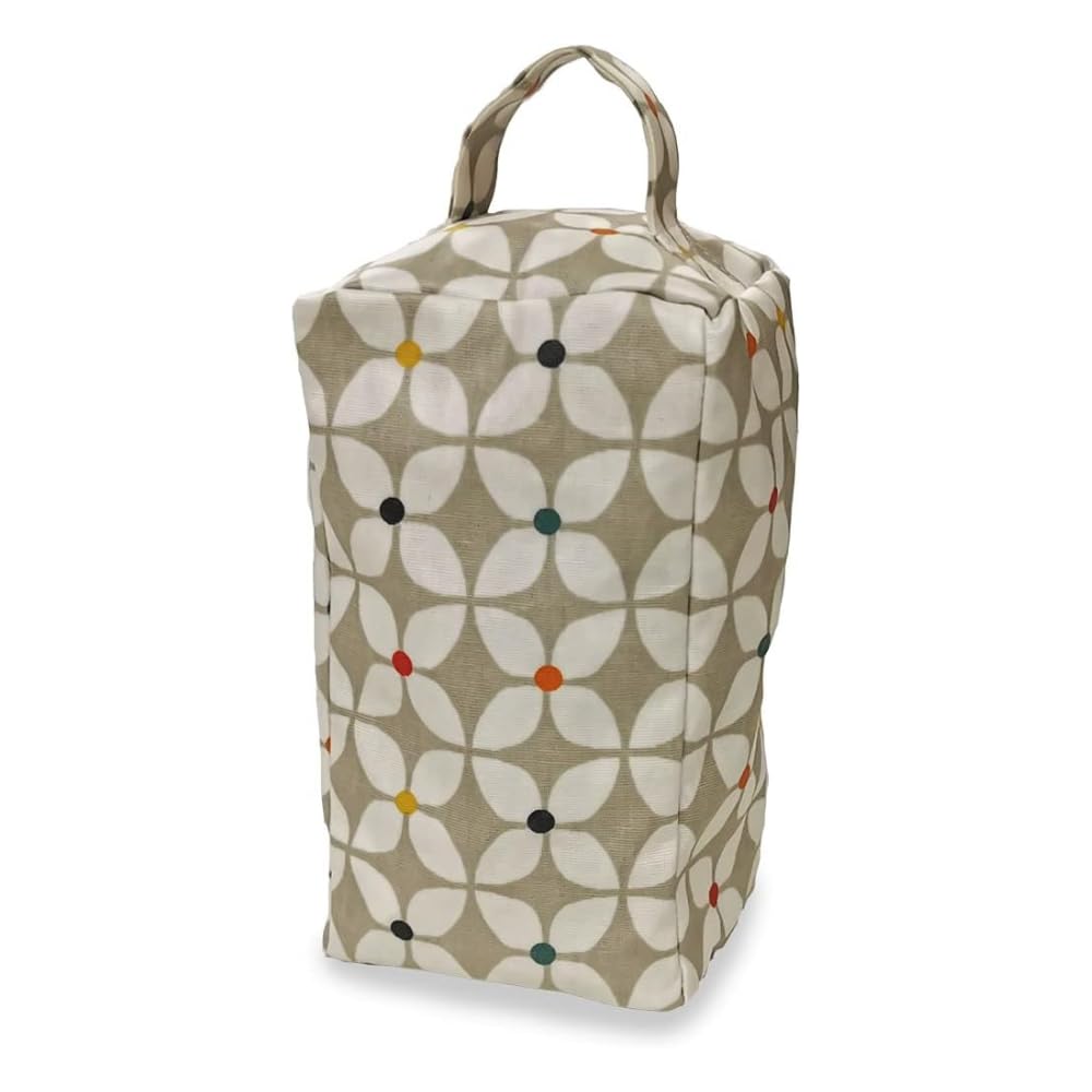 Fabric Door Stop, Tall Decorative Oilcloth Door Stopper for Outdoor, Indoor, Patio, Kitchen, Bedroom Use - 25cm/10in Tall Fabric Door Stop - Filled (Gray Scandi Marguerite)