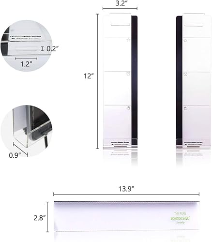 Miniatura 4 de DailyTreasures - Tablero de notas acrílico para monitor, 2 paneles laterales para monitor de computadora (izquierdo + derecho), 1 estante para bloc