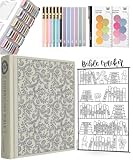 Mr. Pen – ESV Journaling Bible, Bible Journaling Study Gift Set for Women, Note Taking Bible, 5-in-1 Bundle, Highlighters & Bible Pens, Bible Tabs, Transparent Sticky Notes, Bible Reading Tracker