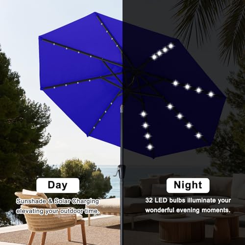 Image of ABCCANOPY 10FT Durable Solar Led Patio Umbrellas with 32LED Lights (Blue)