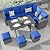 7 Piece Outdoor Patio Furniture Set with Plastic Wooden Table, Patio Rattan Conversationr Sofa Set, All Weather Sectional Rattan Sofa and Chairs, Garden, Porch, Poolside, Grey + Light Grey