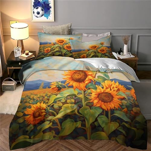 Housse de couette tournesol microfibre résistante lit simple - 6