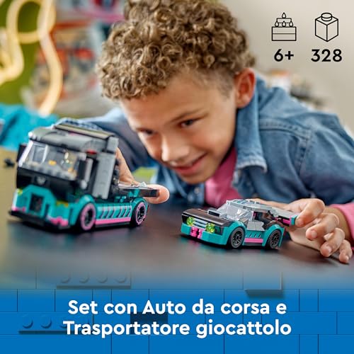 City Auto da Corsa e Trasportatore, Macchina e Camion Giocattolo per Bambini e Bambine & City Go-Kart e Piloti, Modellini da Costruire di Mini Go Kart da Corsa con 2 Minifigure - Lego - Immagine 3
