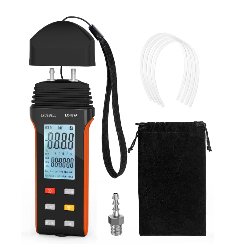 Manómetro LC-189A, medidor digital de presión de aire, medidor de presión diferencial, medidor de presión de gas HVAC con registro de datos de