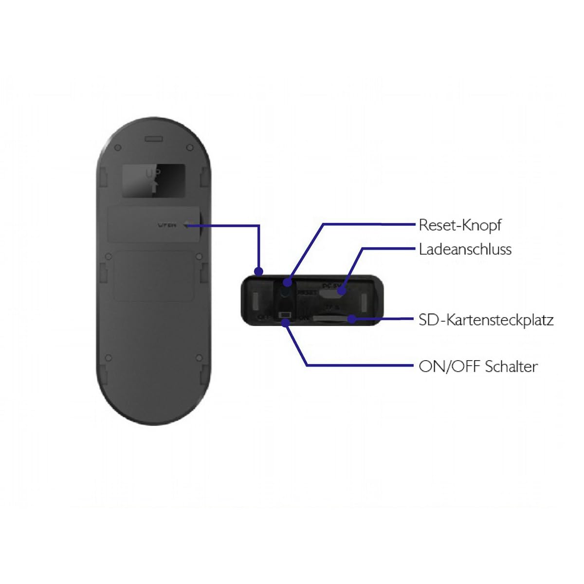 Luxus-Time WLAN Videotürklingel mit Akku, kabellose Türklingel mit Kamera, Nachtsicht, Bewegungserkennung, App-Anbindung, USB-Gong & USB-A, WiFi Überwachung Fernzugriff (Video Doorbell) LX-WIFIDOOR24