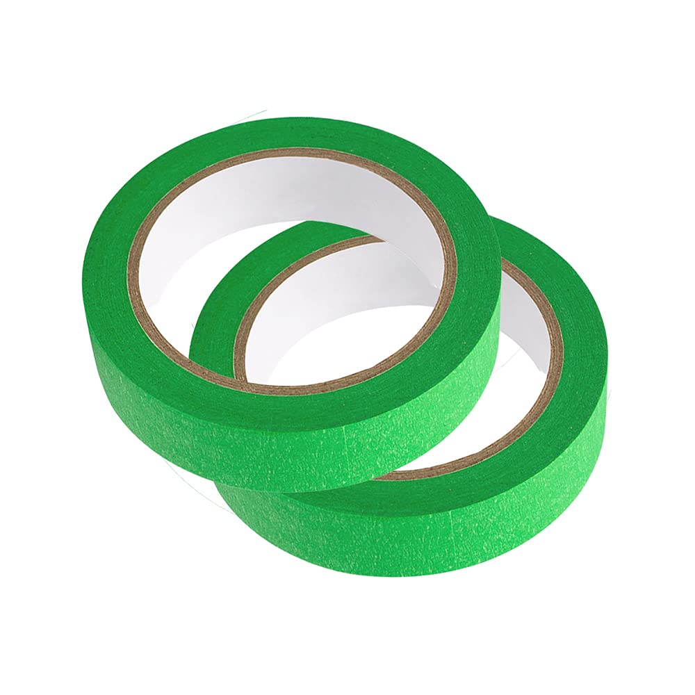 2 rouleaux de ruban de masquage, 20 m de long, papier texturé, inscriptible, ruban adhésif pour peinture, travaux manuels, décoration (20 cm, vert)
