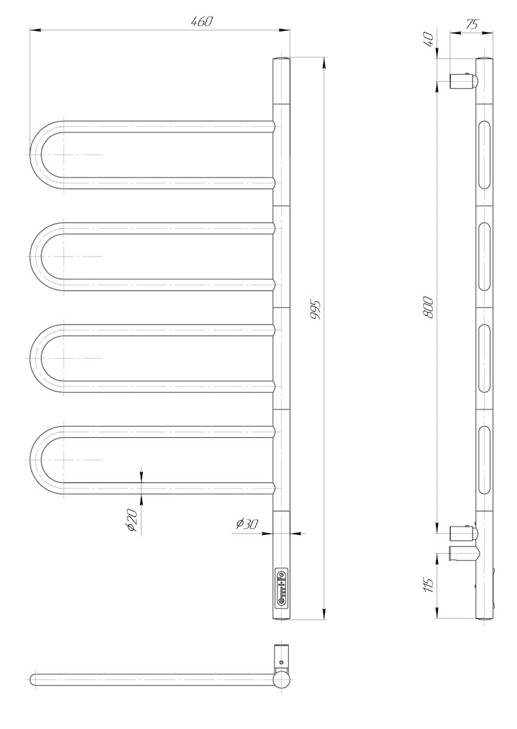 Elna Elektryczna suszarka do ręczników 102 x 46 cm – złota PVD – 103 W – 4 obrotowe ramiona – stal nierdzewna 304 – IP44 – timer i termostat – montaż ścienny
