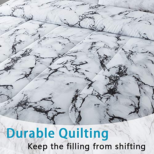 Litanika White Marble Comforter Queen(90X90Lnch), 3Pieces(1 Marble Comforter And 2 Pillowcases) Soft Microfiber Comforter Bedding Set For Men And Women #TOP5