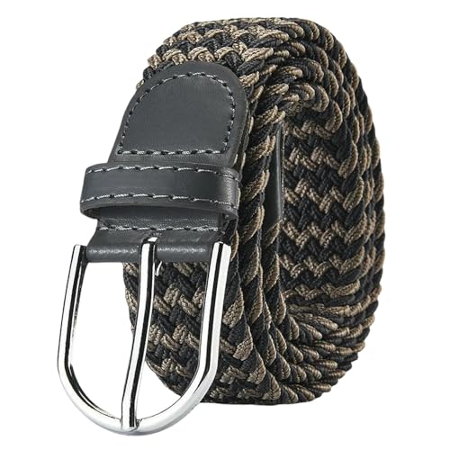 Ceinture en cuir tressé extensible pour homme avec boucle croisée haut de gamme