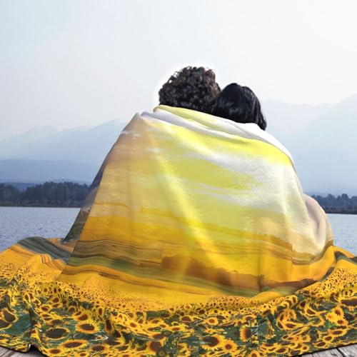 Couverture lit flanelle tournesol doré douce chaude 203x152cm - 7