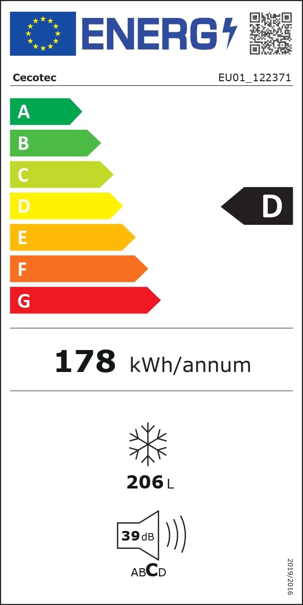 Cecotec Congelador Vertical Dual 206L Bolero CoolMarket UF 206 Dual Inox D | Convertible Congelador-Frigorífico, No Frost, Cajones XL, Puerta Reversible, Luz LED, Alarma, Sistema Frío Uniforme, Blanco