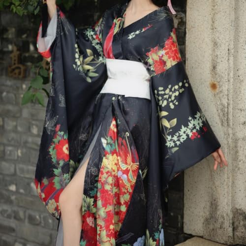 Kimono yukata tradicional japonés con faja obi de flores para mujer 5