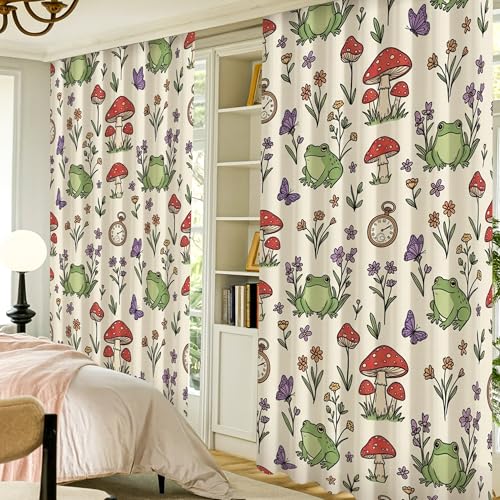 Rideaux occultants vert pour salon et bureau au décor de printemps