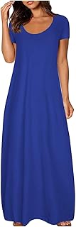 Vestidos largos de algodón para mujer, vestidos de playa de color sólido, vestidos largos de verano 2024, vestido suelto casual de moda, vestidos de manga acampanada, vestidos de talla grande, azul