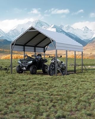GarveeLife 13'x16'x11' Metal Carport, Steel Heavy Duty Car Ports for All-Weather, for Cars, Motorcycles, ATV, or Boats, N.W. 500 Lbs
