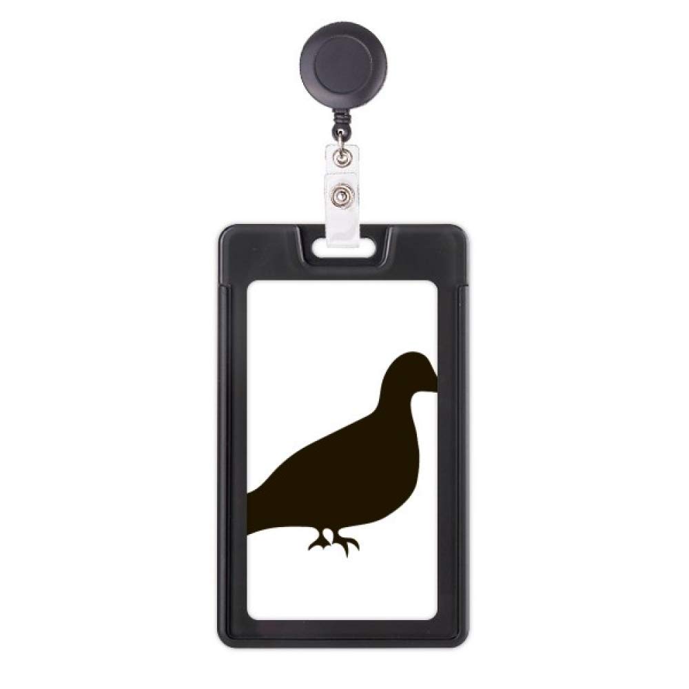 Porte-badge rétractable pigeon noir, enrouleur carte et pince de fixation - 5