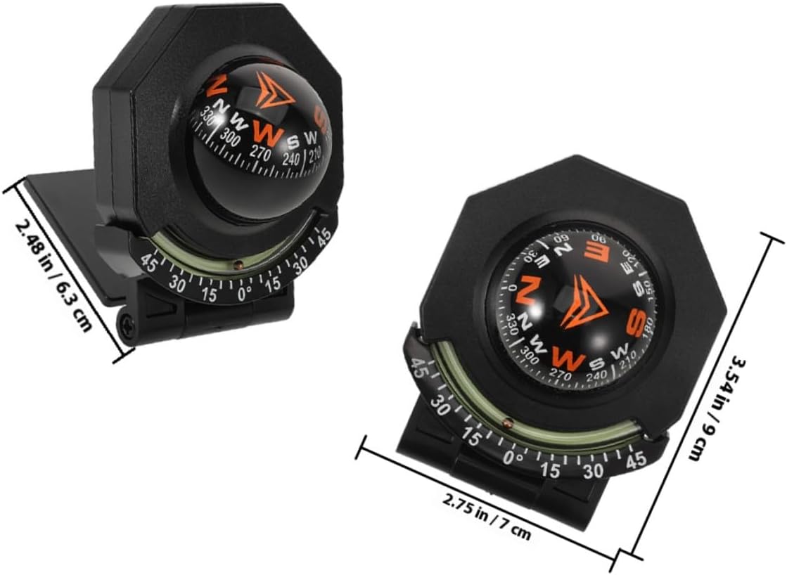 Car Dashboard Compass with Inclinometer 2pcs Auto Compass for Car and Boat High-Accuracy Navigation Ball Suitable for Vehicle and Marine Use