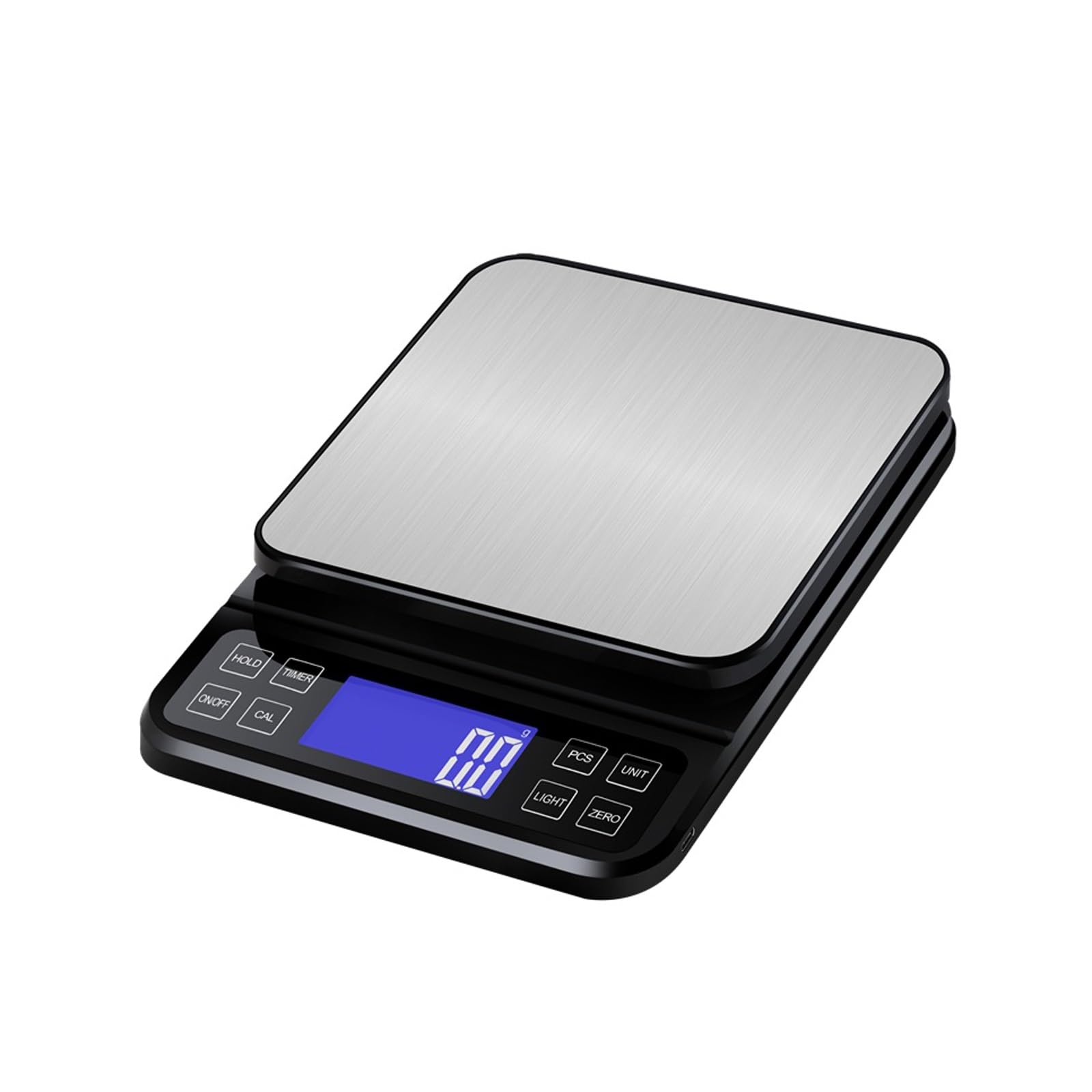 Báscula for Alimentos, báscula Digital de Cocina, Acero Inoxidable, Peso en Gramos, onzas, mililitros y Libras, Ideal for Preparar Comidas, cocinar y Hornear(5kg/0.1g)