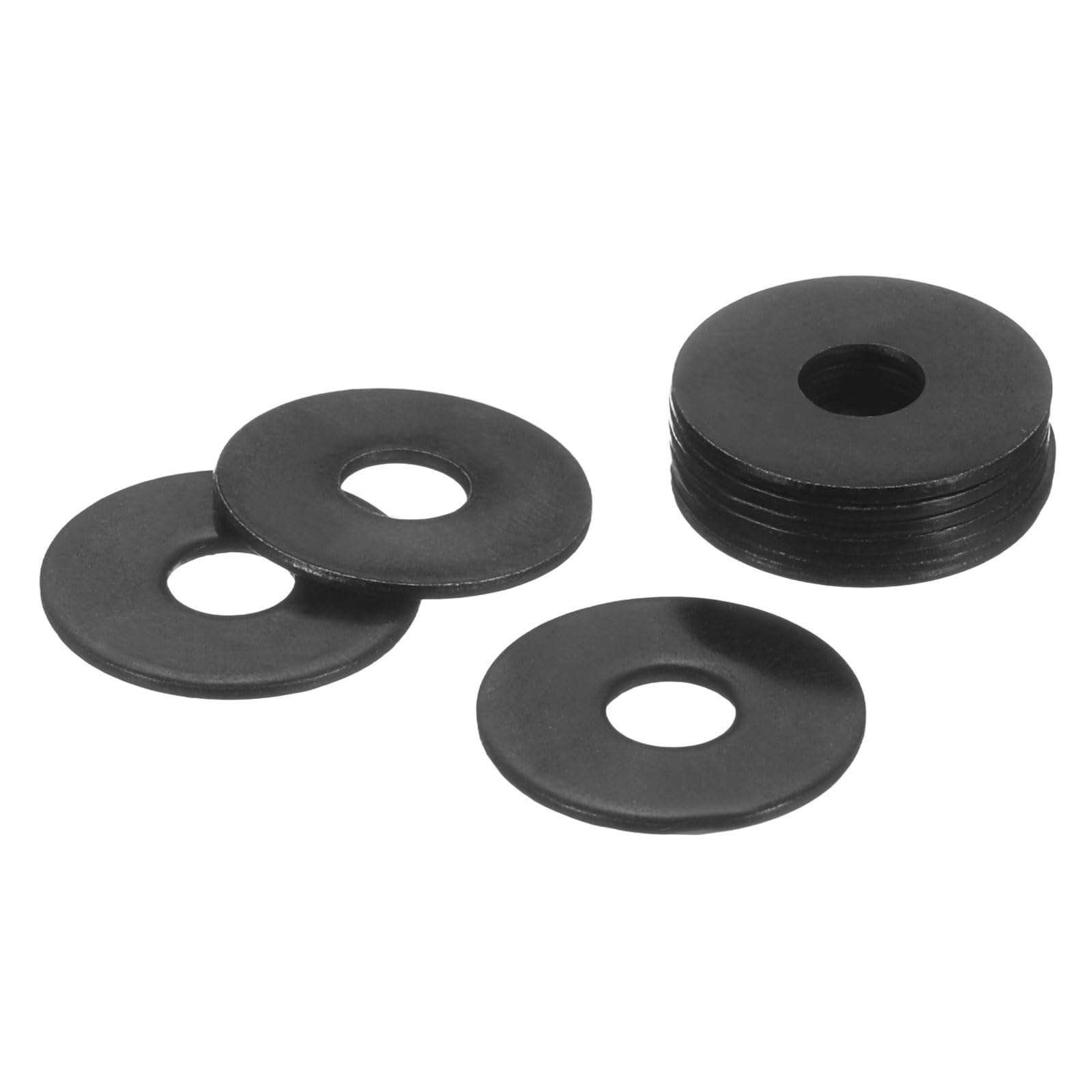 sourcing map 75Pcs M4 304 Stainless Steel Flat Washers, ID 4mm, OD 15mm, Thickness 1mm Round Metal Washers for Screws Bolts, Outdoor Construction, Black