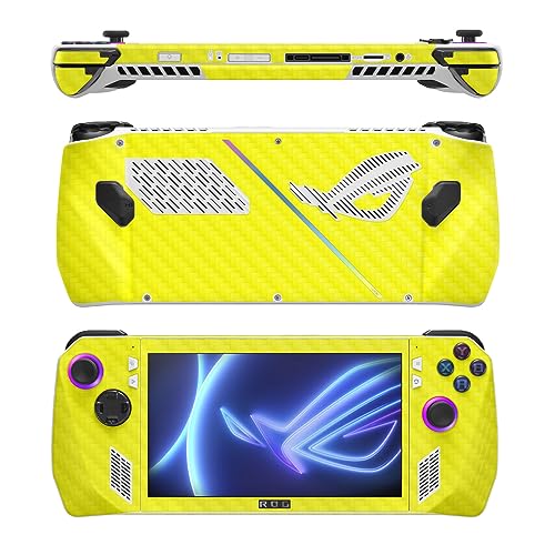 Image of MightySkins Carbon Fiber Skin Compatible with Asus ROG Ally - Solid Yellow | Protective, Durable Textured Carbon Fiber Finish | Easy to Apply