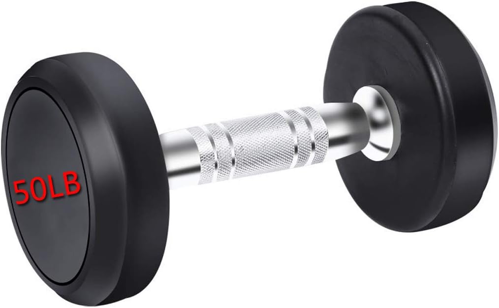 50LB Dumbbells In The Round Rubber For Strength Training