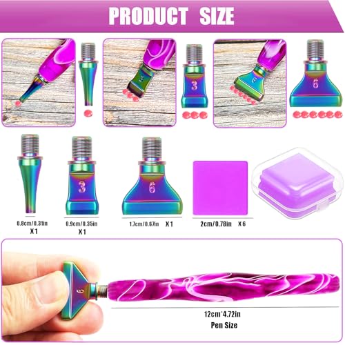 Image of Diamond Art Tools Diamond Painting Accessories Kits with Screw Metal Tip Diamond Painting Pen Drill Bead Dot Pens for Art Craft Nail No Longer Loose (Purple Pen Color 3)