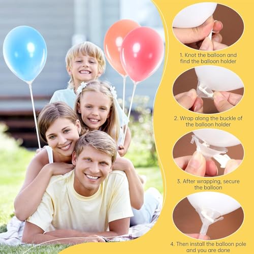 Image of 30 Pcs Balloon Sticks, Balloon Sticks with Bases Balloon Holder Sticks Weights for Tying Balloon Birthday Parties, Graduation, Holiday, Wedding, Anniversary Decoration