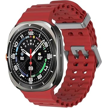Pulseira de Silicone Esportiva com Fecho Duplo para Samsung Galaxy Watch Ultra 2, 47mm, 2025 (Vermelho)
