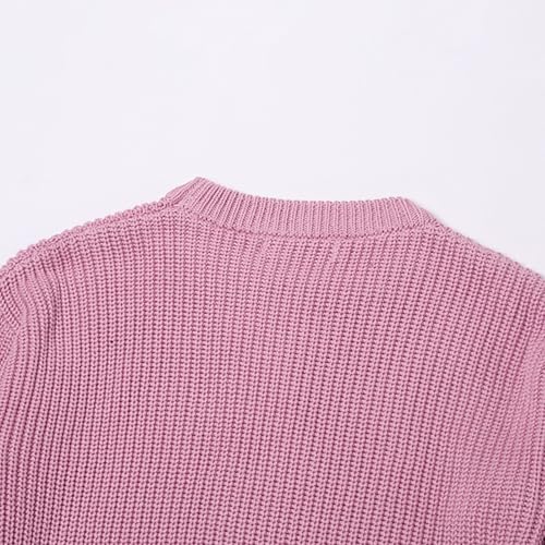Kids Ribbed Knit Sweater Solid Oversized Loose Plain Long Sleeve Pullover Sweatshirt Warm Base Casual Tops Blouse2