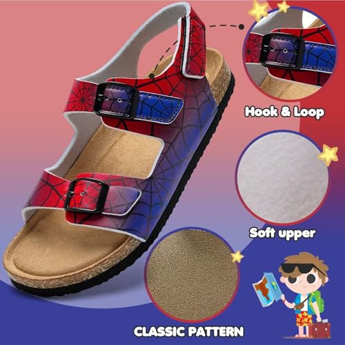 Image of Torotto Toddler Kids Sandals Boys Girls Cork Footbed Sandals with Adjustable Buckle Casual Slides Open Toes Flat