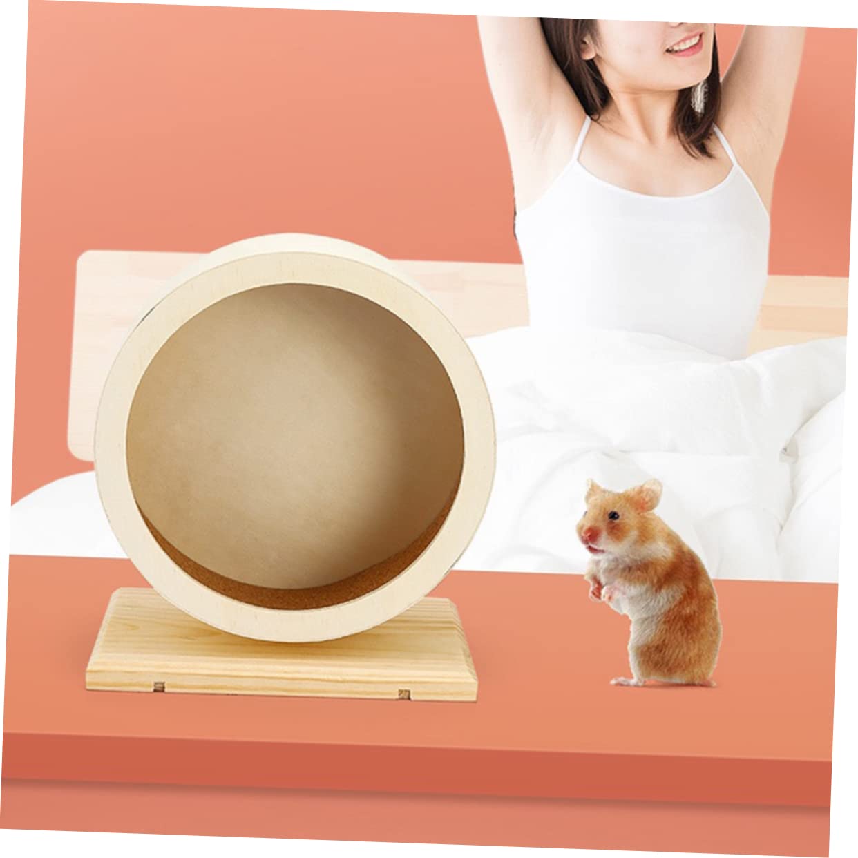 ifundom Wooden Hamster Running Wheel Silent Sports for Chinchilla Guinea Pig Hamster Pet Exercise Roller for Fun Relief