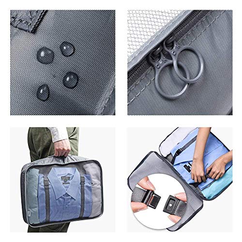 Image of Travel Organizer 7 in 1 Travel Laundry Cosmetics Luggage Packing Organizers Set Makeup Bags Organizer Packing Cubes with Shoe Bag for Travel, Nylon (Organiser Bag, Grey)