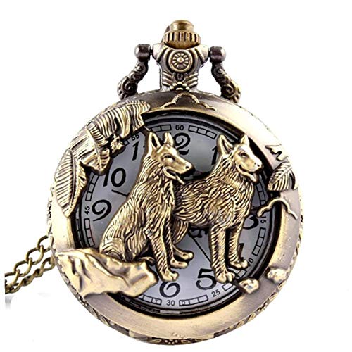 YiniKape Cristoferv Refroidissent Le Style Creux Lune de Loup Bronze Antique Style Quartz Pocket K Type de Montre Cover