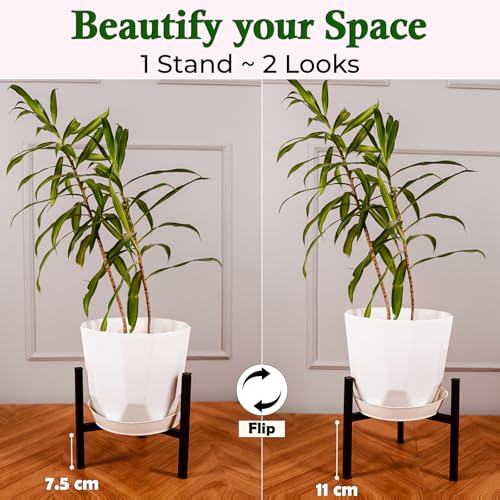 Image of Garden Genie 3 Leg Metal Plant Stand | Heavy Duty Iron Planter Stand for Indoor & Outdoor | Flower Pot Stand for Balcony, Living Room & Garden, Black