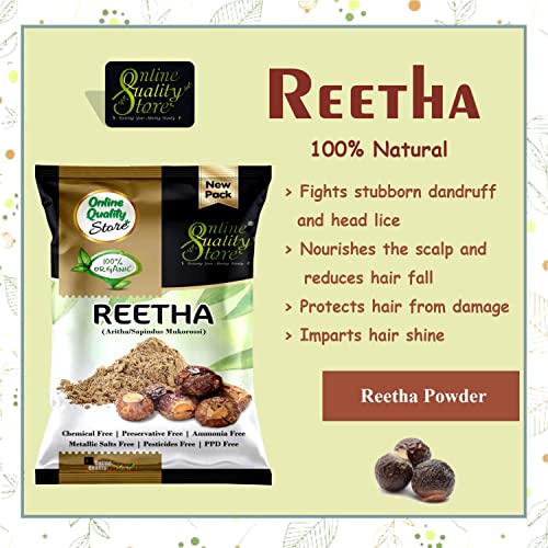 Image of Online Quality Store Amla Reetha Shikakai Bhringraj and Hibiscus Powder for Hair |hair pack powder combo |hair care products |natural products for hair |natural products for skin|products for hair(Pack of 5 ,Total 900g Pack)