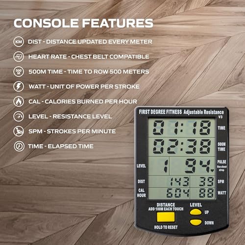 Fluid Rower Apollo Plus Black Roeimachine met 4 weerstanden - Roeiapparaat voor thuis - Verstelbaar - Water weerstand - Inclusief hartslagfunctie - Afbeelding 6
